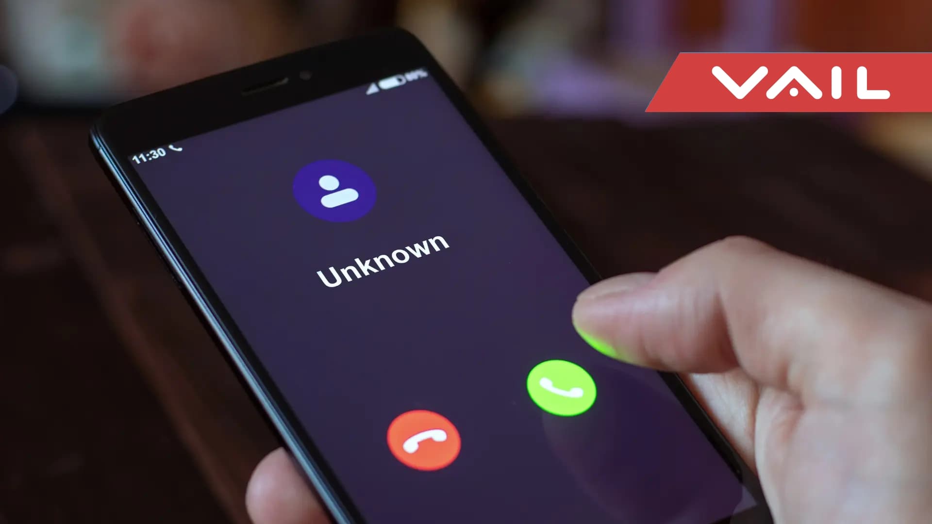 Phone screen displaying an unknown caller ringing