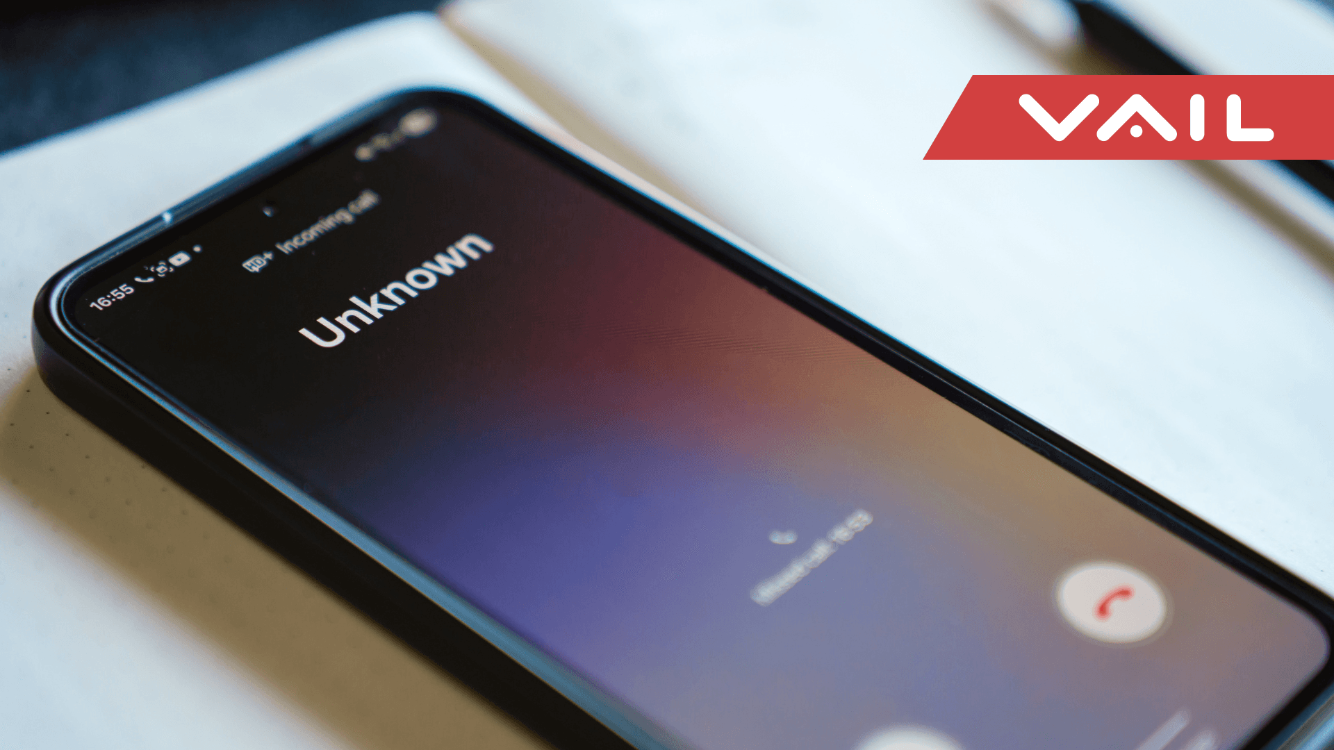 Cell phone ringing with the caller labeled as "Unknown"